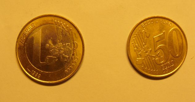 1 EURO E 50 CENTESIMI D'EURO DI LAINO INTELVI COMO - imitazione -