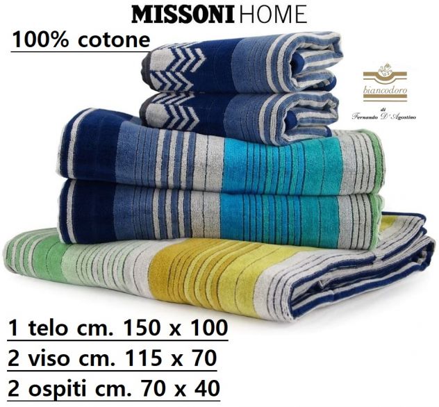 MISSONI set spugne asciugamani completi bagno 5 pezzi 3 modelli - Foto 7