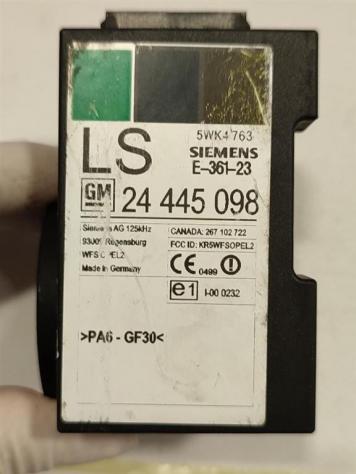 CENTRALINA IMMOBILIZER OPEL Corsa C 5P 2° Serie 24445098 Z12XEP benzina 1229 (0306) - Foto 2