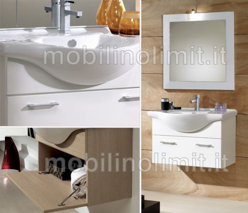 Mobile Bagno Sospeso - Bianco Lucido (55 cm) - Nuovo