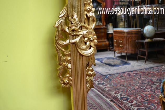 Specchiera dorata da terra alta 224 cm. stile Luigi XV Barocco - Foto 3
