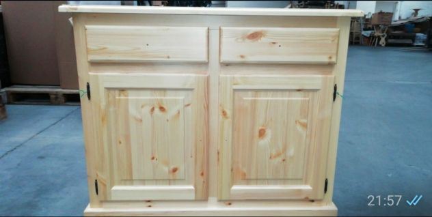 CREDENZA BASE IN LEGNO DI PINO 2 ANTE GREZZA - Foto 5