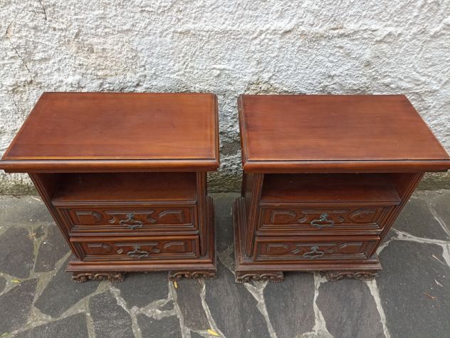 Coppia Comodini in LEGNO MASSICCIO - Arte Povera - x2 pezzi - Foto 3