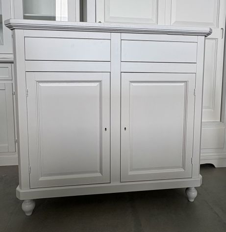 NUOVA CREDENZA 2 ANTE 2 CASSETTI VERO LEGNO FINITURA BIANCO LACCATO OPACO - Foto 2
