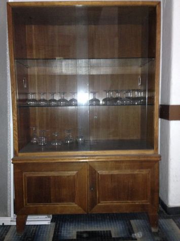 Vetrina in legno massiccio vintage originale epoca 1950
