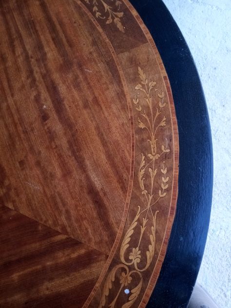 Piano Tavolo legno Intarsiato diametro 110 x 2 cm. - Foto 5