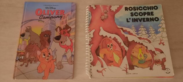 2 LIBRI FIABE: "OLIVER & COMPANY" WALT DISNEY, "ROSICCHIO SCOPRE L’INVERNO" 1988