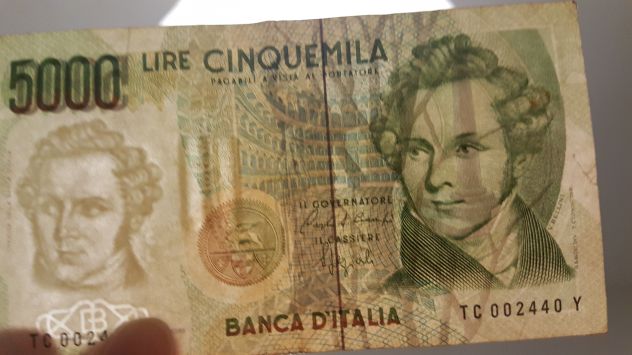 Banconota da 5000 Lire Vincenzo Bellini - Foto 2