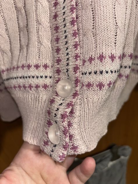 CARDIGAN/MAGLIONE LEGGERO DA DONNA,VINTAGE ANNI ‘80 O ‘90,IN COTONE,ROSA E VIOLA - Foto 6