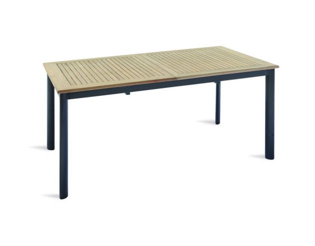Tavolo Allungabile In Alluminio E Doghe In Legno L 150/210x90 Per Arredo Esterno