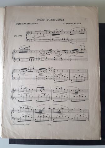 spartito musicale antico vintage ernesto becucci per piano forte anni 800 1800 - Foto 2