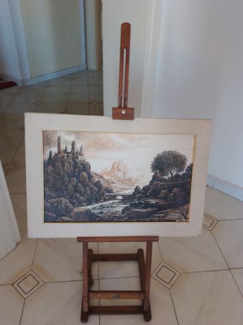Cavaletto Artigianale E Dipinto Pittura Esposizione Vintage Made In Francia - Foto 4