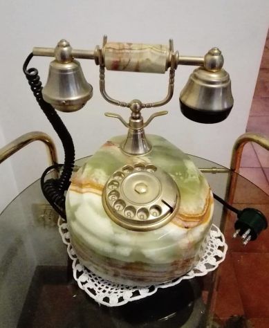 TELEFONO FISSO a filo realizzato IN ONICE degli ANNI '50