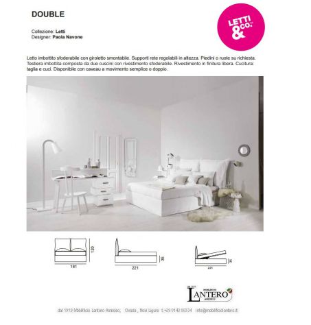 LETTO MATRIMONIALE DOUBLE, IN LINO BIANCO DESIGN NAVONE GERVASONI - Foto 2