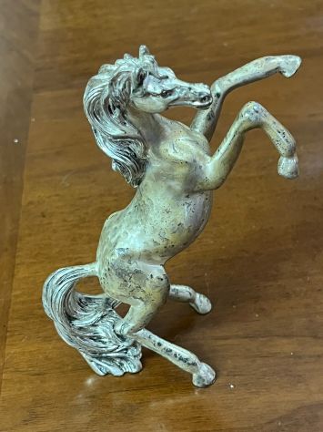 Scultura cavallino argento