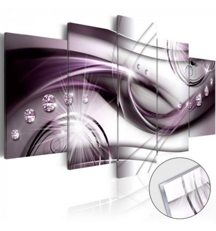 Quadro Viola Con Sfere Lucenti Vetro Acrilico 100x50 e 200x100