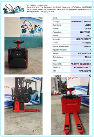Transpallet c/ pedana Linde T20 AP (RIGENERATO) – Batteria 500
