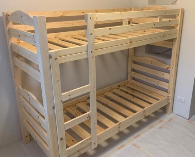 Letto a castello in pino grezzo per casa, per agriturismo nuovi di fabbrica - Foto 5